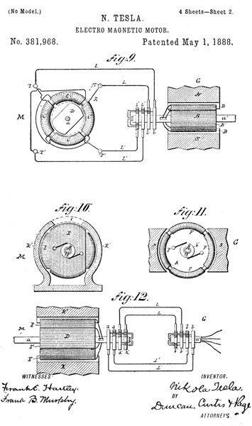 TESLIN ELEKTROMOTOR, patentni nacrt