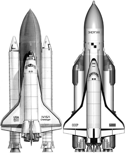 RAKETOPLAN, <i>Space Shuttle</i> (lijevo), <i>Buran</i> (desno)